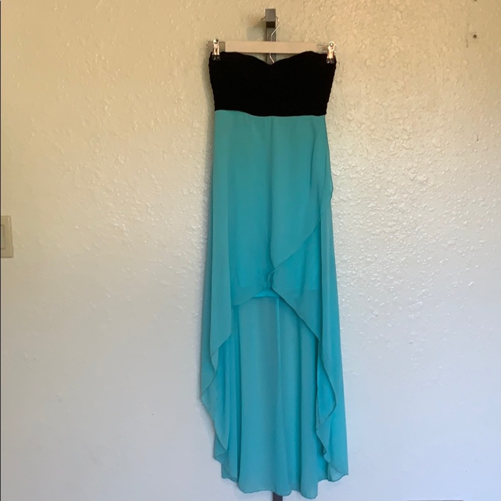 High low turquoise dress